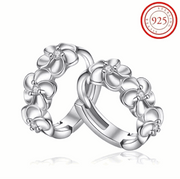 925 Silver Flower Camellia Hoop Earrings