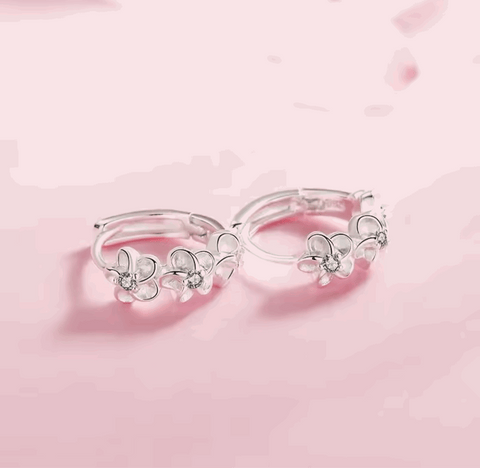 925 Silver Flower Camellia Hoop Earrings