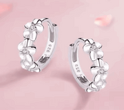 925 Silver Flower Camellia Hoop Earrings