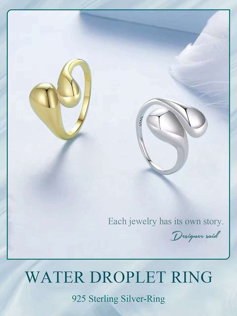 925 Silver Water Drop Ring - Chunky & Adjustable
