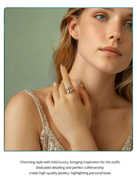 925 Silver Water Drop Ring - Chunky & Adjustable