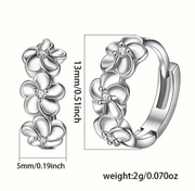 925 Silver Flower Camellia Hoop Earrings