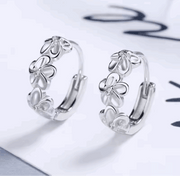 925 Silver Flower Camellia Hoop Earrings