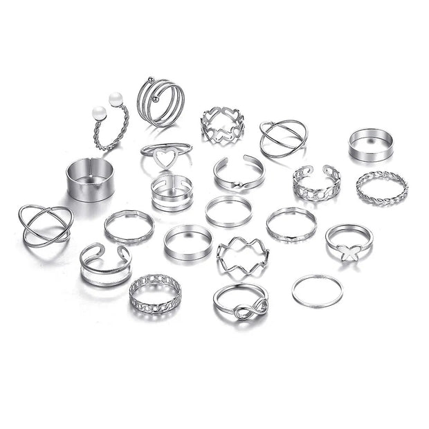 Vintage Multi-Shaped Rings Set