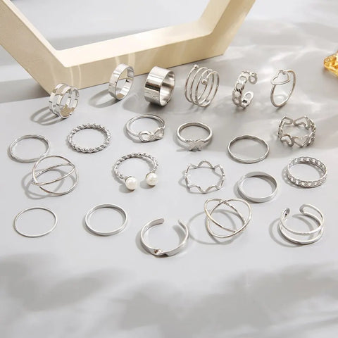 Vintage Multi-Shaped Rings Set