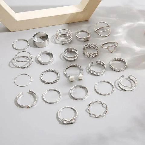 Vintage Multi-Shaped Rings Set