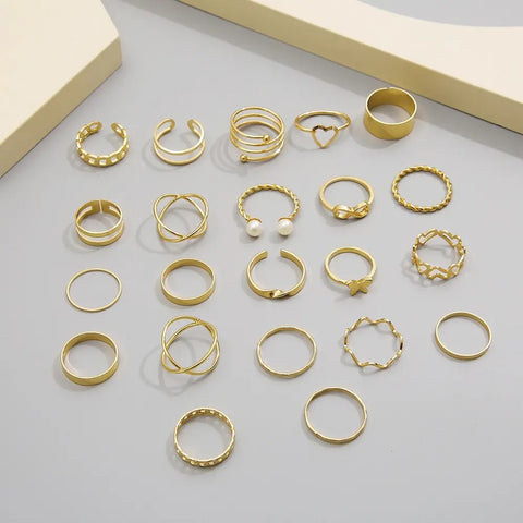 Vintage Multi-Shaped Rings Set