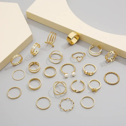 Vintage Multi-Shaped Rings Set