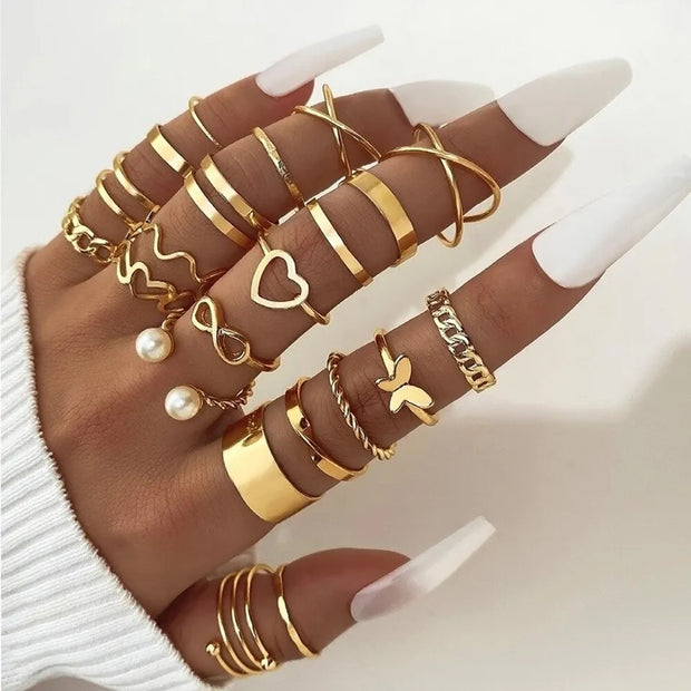 Vintage Multi-Shaped Rings Set