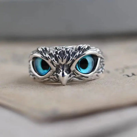 Blue Owl Eyes Ring