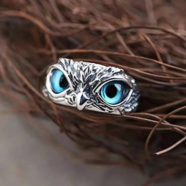 Blue Owl Eyes Ring