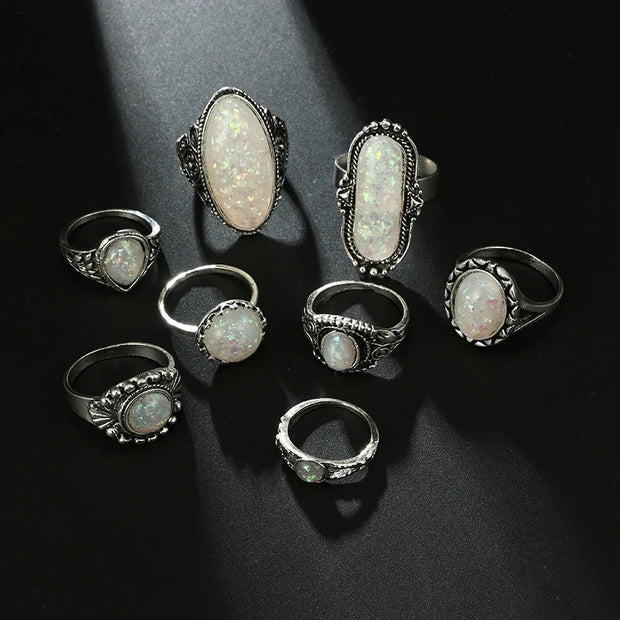 Boho Opal Rings (8 Pcs)