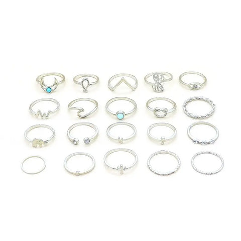 Silver & Turquoise Ring Set