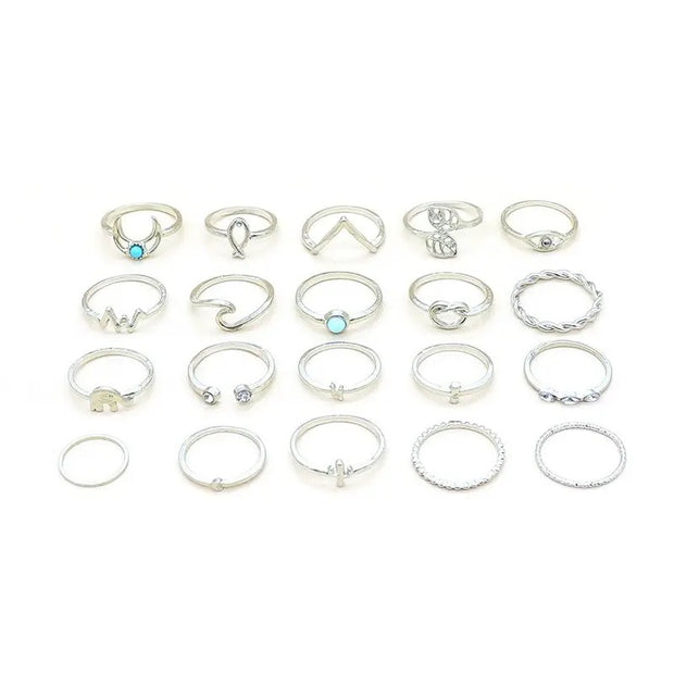 Silver & Turquoise Ring Set