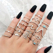 Silver & Turquoise Ring Set