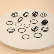 Black Spiral Joint Rings