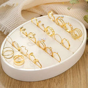 Gold Spiral with Pearl Rings Set