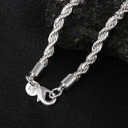 Silver Twisted Rope Necklace and Bracelet Set