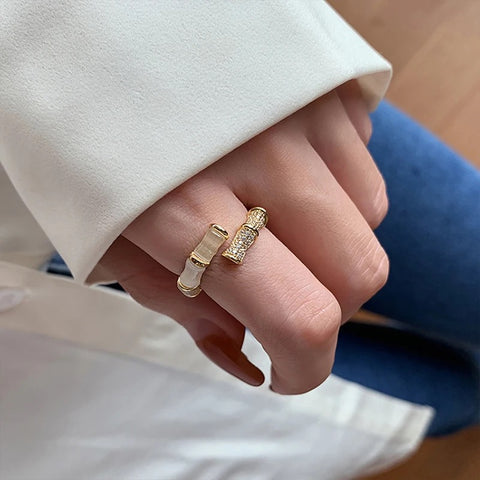 Korean Bamboo Gold Adjustable Ring