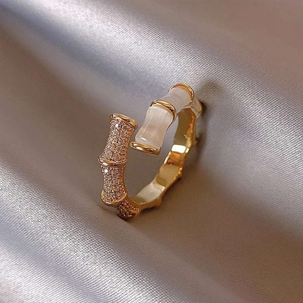 Bamboo-Inspired Gold Adjustable Ring