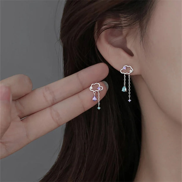 Zircon Asymmetric Stud Earrings