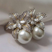 Pearl Earrings with Sparkling Stones