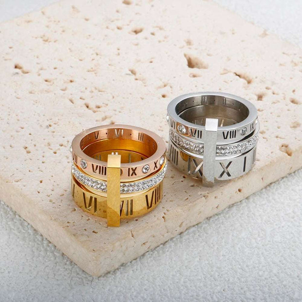 Three Layers Roman Numerals Ring