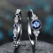  blue Sapphire Duo Ring Set