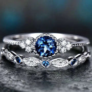  blue color Sapphire Duo Ring Set