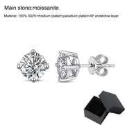 Silver 925 Platinum Plated Moissanite Studs (0.1 - 3 CT)