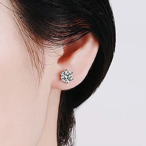 D Color Moissanite Screw-Back Stud Earrings