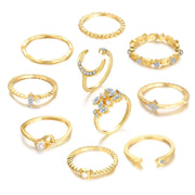 Golden Charm Ring Set (10Pcs)