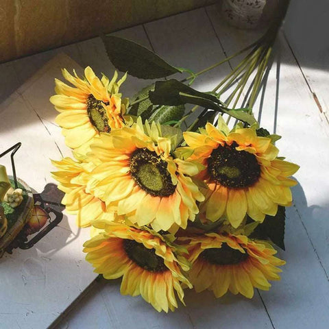 WALLA Artificial Sunflower Bouquet (7 Heads)