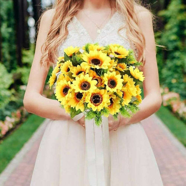 WALLA Artificial Sunflower Bouquet (7 Heads)