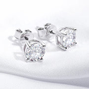 Silver 925 Platinum Plated Moissanite Studs (0.1 - 3 CT)