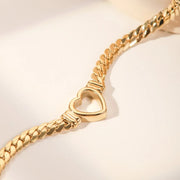 Gold Plated Steel Heart Link Chain Necklace