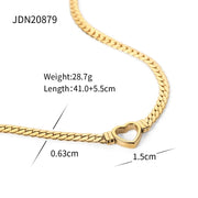 Gold Plated Steel Heart Link Chain Necklace