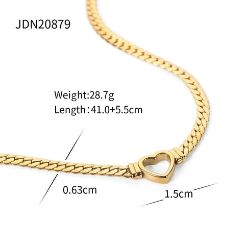 Gold Plated Steel Heart Link Chain Necklace