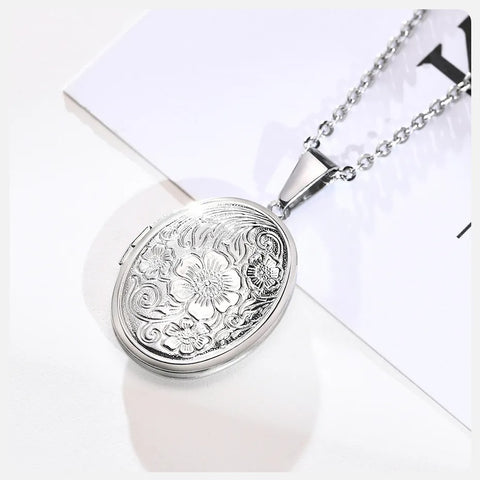 Monogram Floral Oval Heart Locket