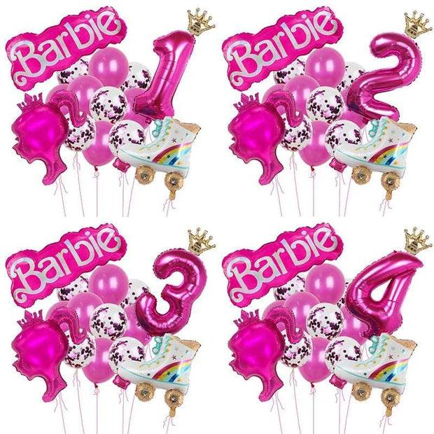 Royal Pink Princess Balloon Set for Barbie Fans