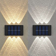 6 LED Solar Wall Lights - Up & Down Lighting - Outdoor Garden Patio Decor