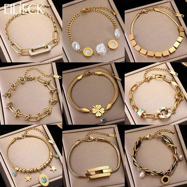 WALLA Gold Stainless Steel Women's CHARM Bracelet
