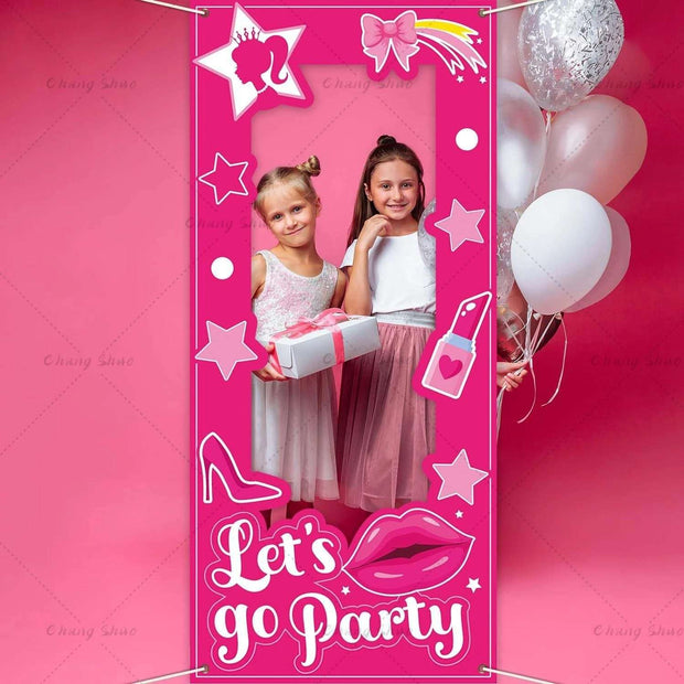 Sparkling Pink Barbie Photo Booth Frame Props