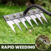 Iron Gardening Hoe Weeding Rake - Multi-Teeth Farm Tool - Soil Loosening Harrow