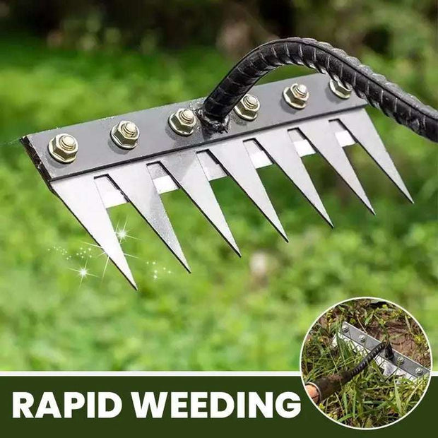Iron Gardening Hoe Weeding Rake - Multi-Teeth Farm Tool - Soil Loosening Harrow