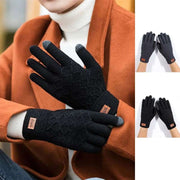 Touchscreen Winter Gloves Men Knitted Fleece Lined Riding Gloves