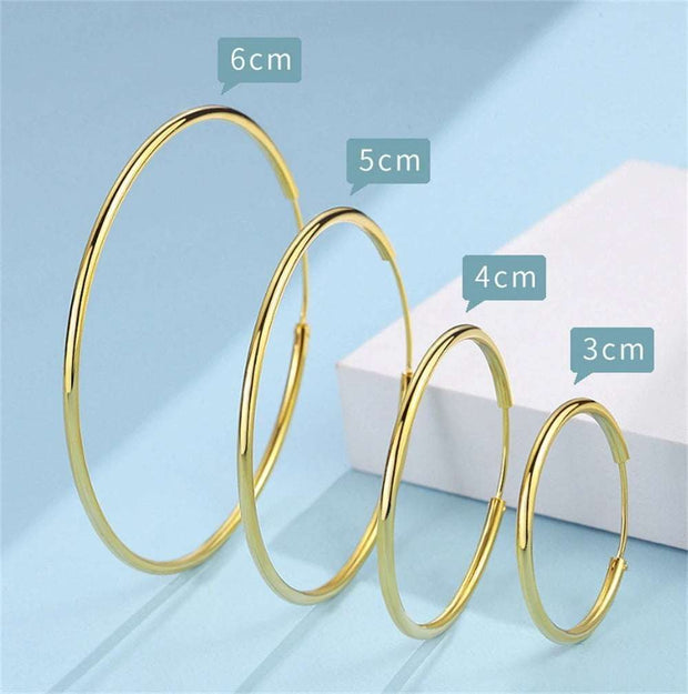Gold Plated Round Hoop Earrings - Multiple Sizes Available