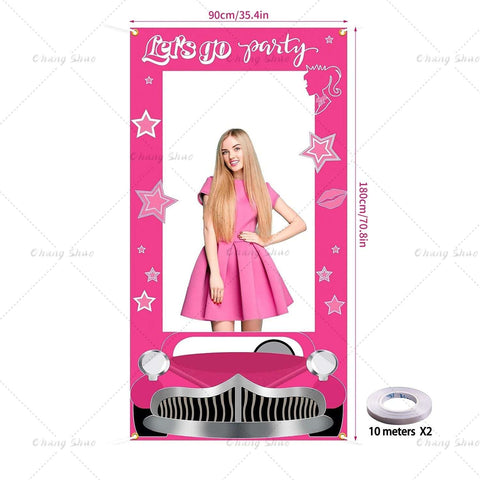 Sparkling Pink Barbie Photo Booth Frame Props