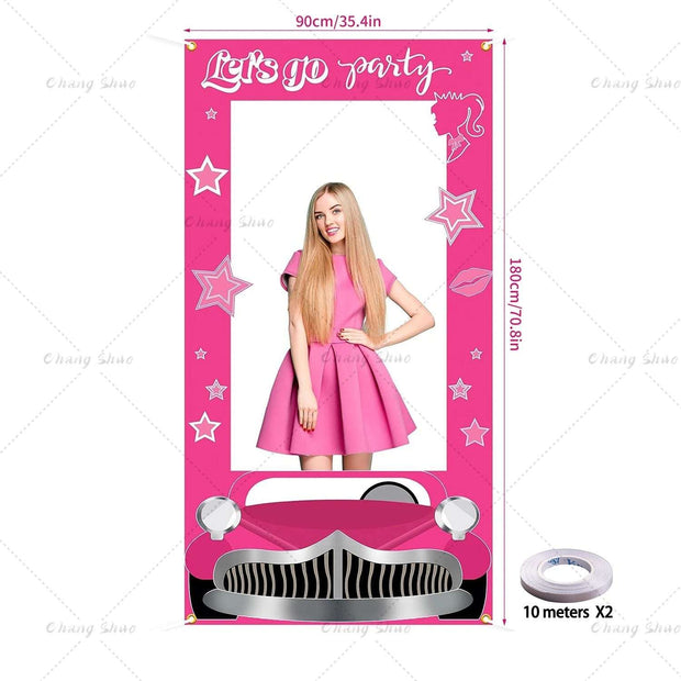 Sparkling Pink Barbie Photo Booth Frame Props