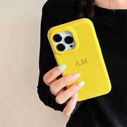 Personalized Leather iPhone 16 Case - Custom Name Luxury Protective Back Cover